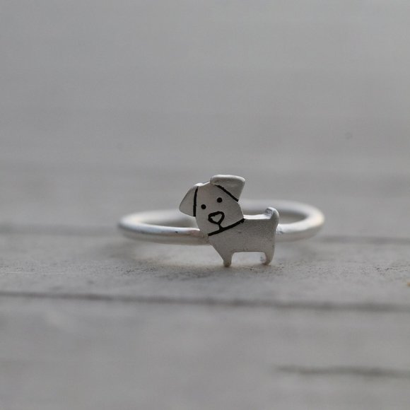 Sterling Silver Dog Ring Cute Animal Ring - Picture 3 of 6
